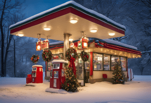 Gas Station in Christmas