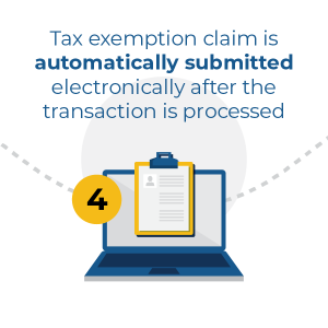 tax exemption claims automatically submitted electronically after the transaction is processed tax exemption claims automatically submitted electronically after the transaction is processed